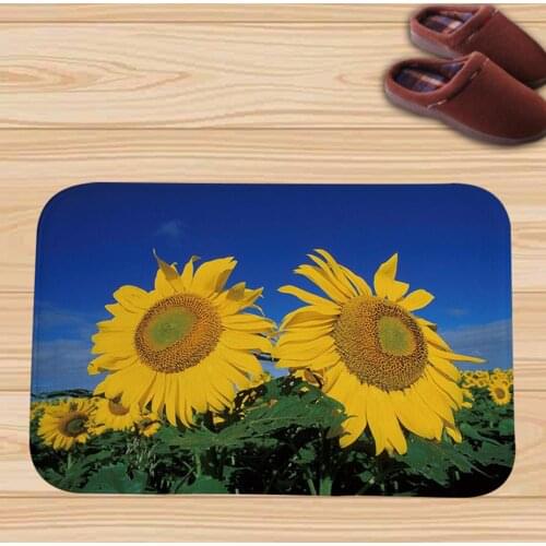 Colorful Sun Flower Floral Print Kitchen Non-slip Door Floor Mat Pad Cushion Carpet Decor