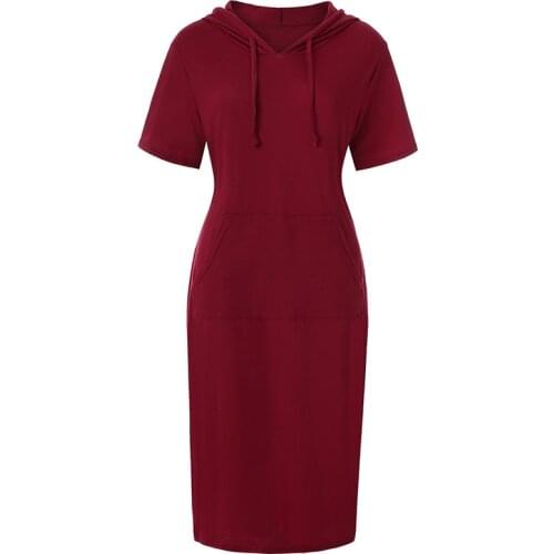 2021 New Women Casual Dress Summer Ladies Short-Sleeved Hooded Dress Cotton Comfortable Long Slim Dresses for Female