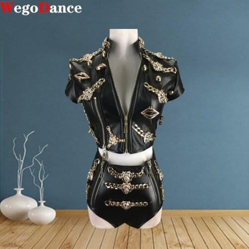 New Nightclub Bar DJ Singer Stage Costume Jazz Dance Domineering Sexy Party Rave Suit Pole Hiphop