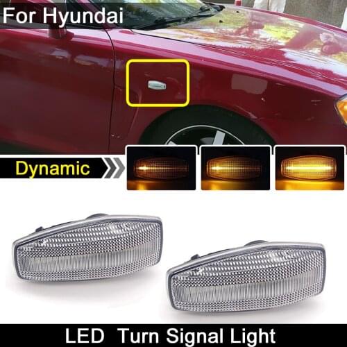 2Pcs For Hyundai Sonata Tucson Elantra Tiburon Accent Clear Lens Car Front LED Side Marker Light Dynamic Amber Turn Signal Lamp