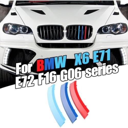Dropship 3pcs Car 3D M Styling Front Grille Trim Bumper Cover Strip Strips Stickers Cover for BMW X6 Series E71 E72 2008-2011