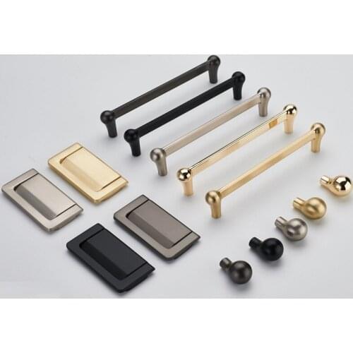 Zinc Alloy Cabinet Cupboard Pull Drawer Kitchen Handle Mirror Door Wardrobe Hardware Modern Black Gold Sliding door Knob