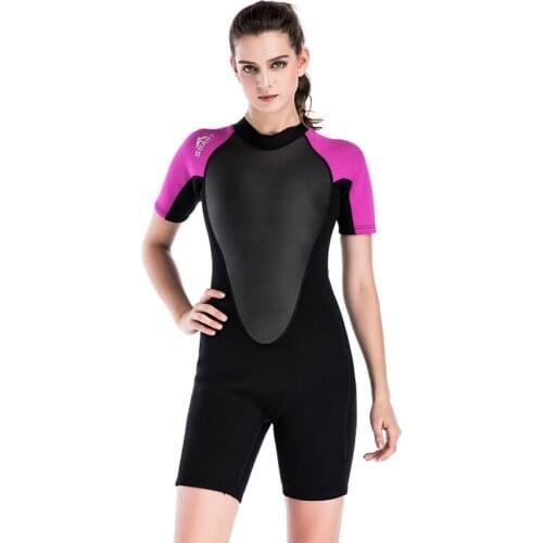 SBART Short Sleeve Diving Suit One Piece 2mm Neoprene Wetsuit Women Back Zipper Snorkeling Suit Thermal Sailing Clothes Swimsuit