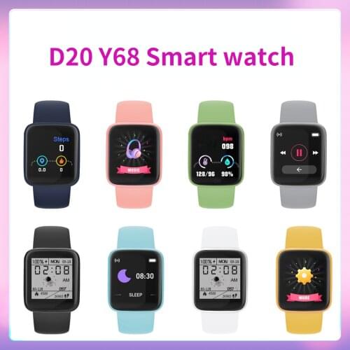 2021 new D20s Y68 Smartwatch Macaron Colors Sport Smart Watch Put Photo Sleep Fitness Tracker Message Reminder 1.44 inch vip