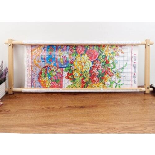Embroidery Tapestry Scroll Frame Rectangle Wooden Tapestry Scroll Embroidery Silk-painting Frame Stitching Frame