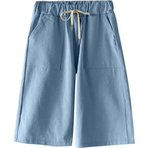 Women Wide Leg Short Pants Summer Solid Color Pocket High Waist Draw String Streetwear Jogging Plus Size Casual Ladies Pants