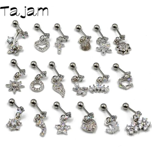 1 Piece Dangle Earring Zircon Heart Star Ear Studs Ear Tragus Cartilage Fashion Earrings Gifts For Women Jewelry 20G