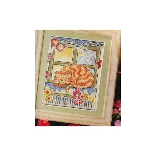14/16/18/22/25ct DIY Craft Stich Cross Stitch Cotton Fabric Needlework Embroidery Crafts Counted Cross-Stitching Kit Lazy Cat