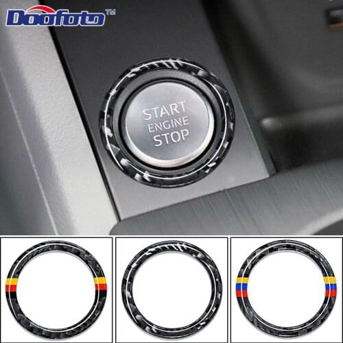 3D Car Sticker Car Engine Start Stop Ring Carbon Fiber Start Stop Button Styling Replace Upgrade For Audi Q5 Q7 A5 A7