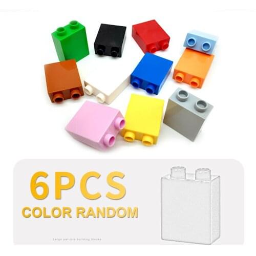 6Pcs Basic High Bricks 1x2 Dots Big Building Blocks Classic DIY Child Toys Gift Sets Accessory Compatible With Duplo