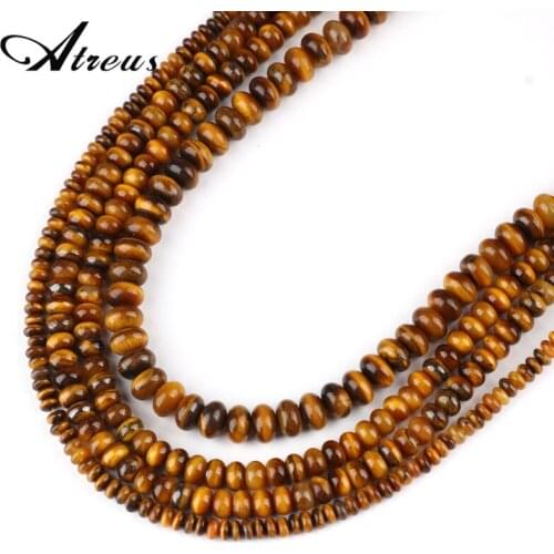 Atreus Tiger Eye Stone Flat Round Beads Natural Stone Loose Beads 2x4 4x6 6x10 mm For Jewelry Making DIY Bracelets Supplies