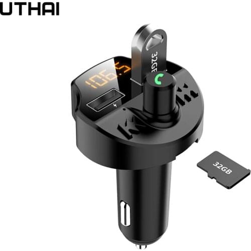 UTHAI 3.1A Quick USB Charger Bluetooth Car Kit FM Transmitter Modulator Audio Music Mp3 Player Phone Wireless Handsfree Carkit