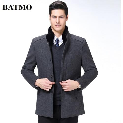 BATMO 2019 new arrival autumn&winter high quality wool trench coat men,mens wool jackets,warm coat,plus-size M-XXXL,8007