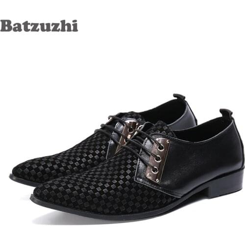 Batzuzhi Men Shoes Pointed Toe Genuine Leather Dress Shoes Men Black Lace-up Formal Business Leather Shoes Zapatos Hombre