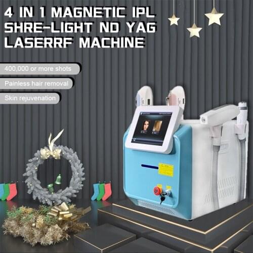 Free Shipping Four in one YAG laser Tattoo removal 360 magneto-optical IPL OPT SHR E-Lihght Hair removal beauty equipment
