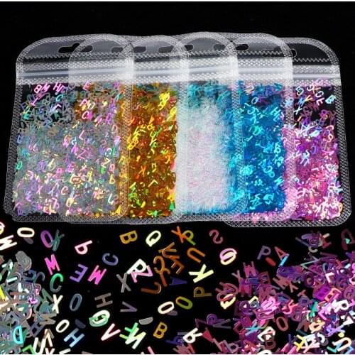 Glitter Flakes Letter Sequins Alphabet Sequins Flakes for Epoxy Resin Mold Clay Slime Filling Nail Art Handmade Craft Making DIY