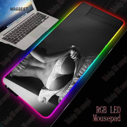 MRGBEST Anime Sexy Girl Ass Large RGB LED MousePad for Laptop Computer Desk Mat 7 Color USB Wired Lighting Gaming Gamer Mousepad
