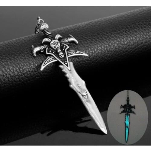 Dongsheng Game World of War Craft Keychain WOW The Lich King Frostmourne Sword Weapon Dagger Metal Figures Keychain Key Ring -50