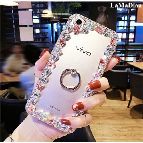 For Xiaomi 8 9 SE 6X MAX 2 Redmi 5A 6A 8A Note 8 7 6 5A Glitter Crystal Rhinestone Bling Case With 360 Ring Case Luxury Diamond