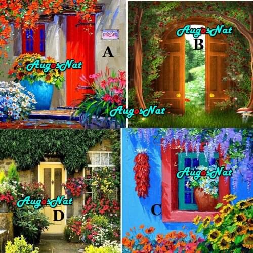 Flowers diamond painting garden gate 5d diamand embroidery crystal picture windows daimond dotz craft gemstone sticker landscape