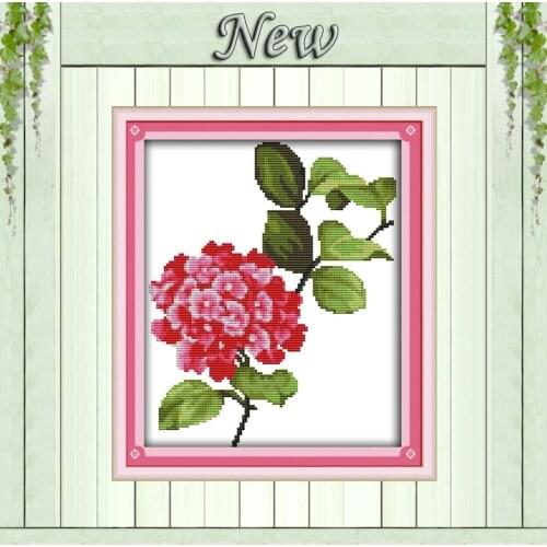 Little red flowers diy decor patterns counted print on canvas DMC 14CT 11CT chinese Cross Stitch Needlework Sets Embroidery kits
