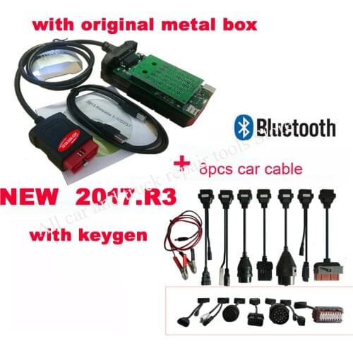 DHL 5PCS/lot 2017.R3 keygen V9.0 board bluetooth Diagnostic Tool for delphis vd ds150e +8pcs car cables fast ship