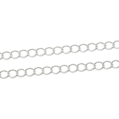 DoreenBeads Link Curb Chains Findings Silver color 6mm x 5mm,10M