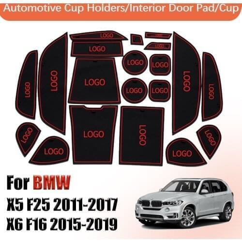 Door groove mat Gate slot pad For BMW X5 F25 2011-2017 BMW X6 F16 2015-2019 Interior Door Pad Car Cup Holders Non-slip mats