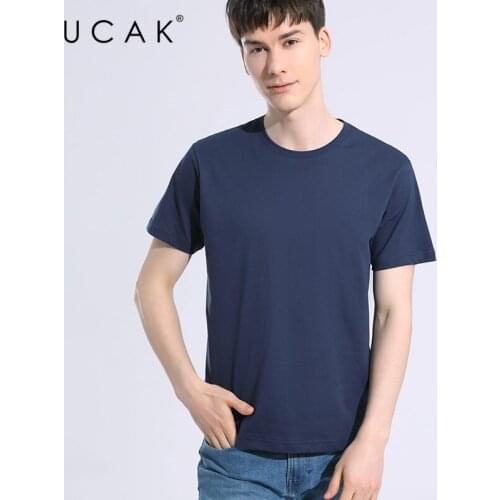 UCAK Brand Classic O-Neck Pure Cotton Short Sleeve T Shirt Summer New Streetwear Casual Solid Color Slft Tees Male Homme U5632