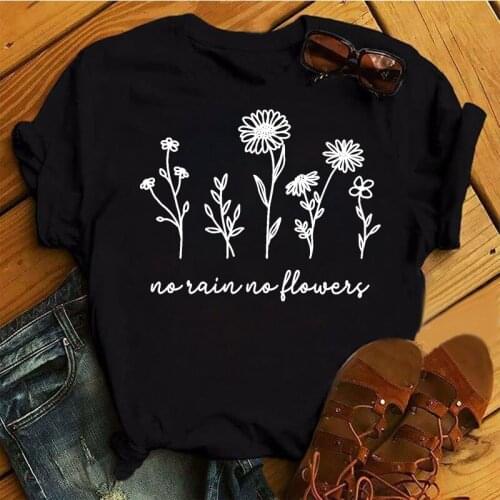 Flower Plant Printed T Shirt Women Fashion T Shirt Casual Tops 90s Ladies Short Sleeve Tee Shirt Woman Cute Graphic Tops T-shirt