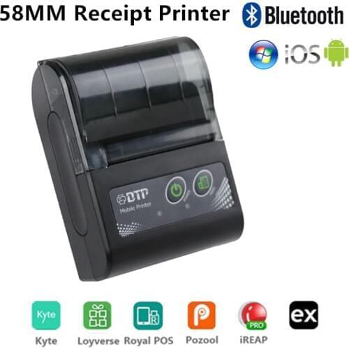 Mini Pocket Pos Thermal Ticket Receipt Printer 58mm Barcode Photo Printer Mobile Bill Machine for Android iOS Pc