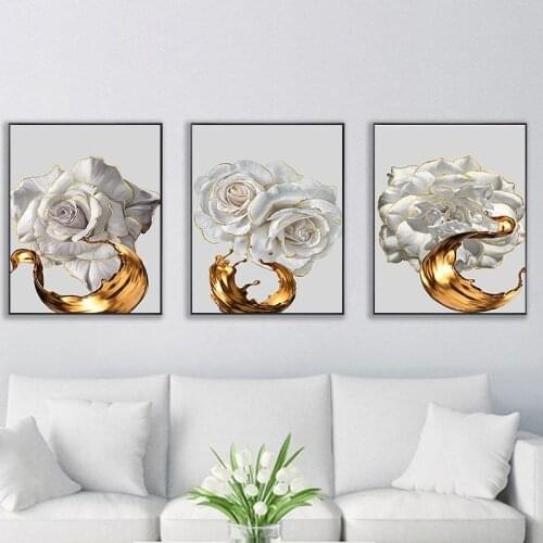 GATYZTORY Paint By Number Gold Flower Drawing On Canvas DIY Pictures By Numbers Flowers Kits HandPainted Picture Gift Home Decor