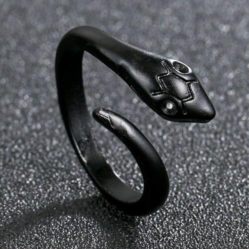 Punk Snake Ring Rings for Men Women Exaggerated Spirit Black Gothic Adjustable Party Gift Jewelry Mujer Bijoux Wholesale