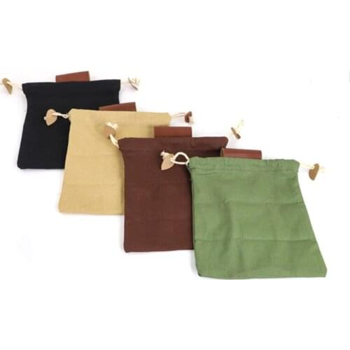 Leather Canvas Pouch Multifunctional Outdoor Foraging Bag Jungle Fruit Picking