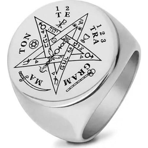 LETAPI Hip Hop Punk Jewelry Exquisite Pattern Rings Stainless Steel Star Party Seal Finger Ring Male Jewellry Accessories