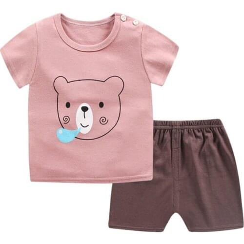 Summer Edition Boys And Girls Sets Child Cotton Comfortable Cartoon Print Short Sleeved T-shirts Top shorts Set Tracksuit Set