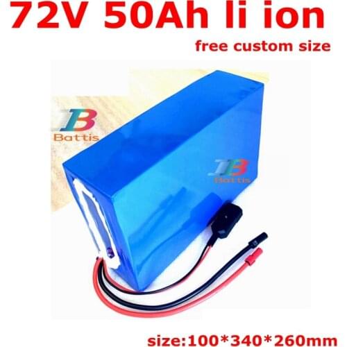 Customized 72v 50Ah lithium ion with BMS for 5000W 10KW bicycle scooter ebike Motorcycle Forklift Crane truck +10A charger
