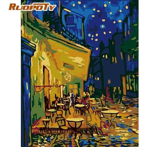 RUOPOTY 40x50cm Frameless DIY Painting By Numbers For Adults Wall Art Picture Modern Famous Picture Coffee House Diy Gift Art
