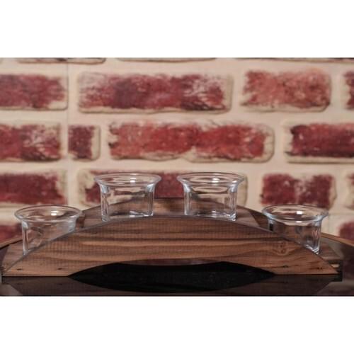Folk Bookstore Wooden Bridge 4'lü Glass T-Light Candle holder