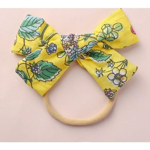 2019 Cotton Flowers Girls Nylon Headbands Fashion Baby Girls Bows Elastic Nylon Head bands One Size Fit Most Hair Accessories