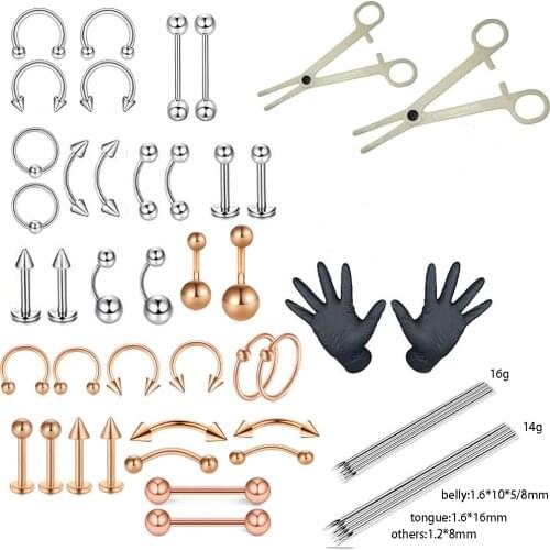 New Hot 1Set Body Piercing Tools Professional Piercing Tool Kit Sterile Belly Body Ring Needle Sets Cartilage Tools Body Jewelry