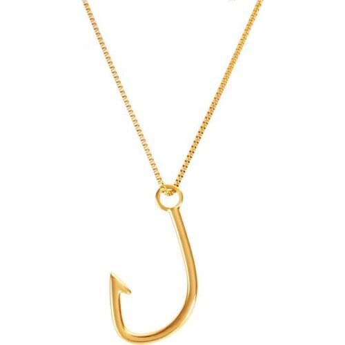 RIR Minimalist Golden Hook Creative Necklace Stainless Steel Unique Nautical Side Hook Jewellery Necklaces