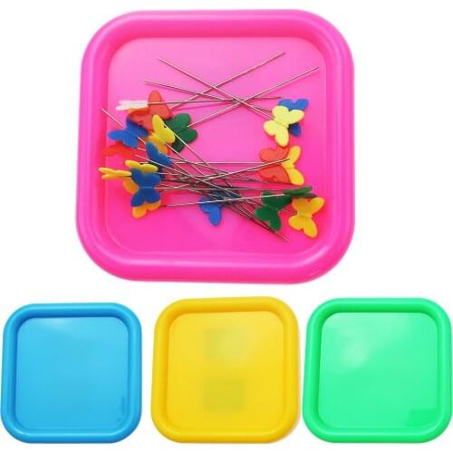 Square Magnetic Pincushion Pin Caddy Paper Clip Holder for Push Pins Sewing Needles ,Hair Clips Pins, Home Office Desk Organizer