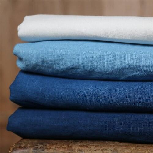 PVDF3 Traditional Indigo Dyed 100% Linen Fabric Handmade Clothings/Sashiko/Patchwork/Decoration/Curtain Blue Cotton Fabrics