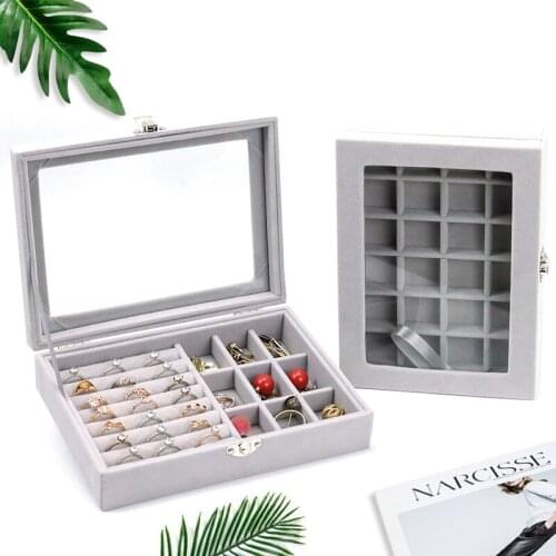 Dustproof Flannel Jewelry Box Simple Jewelry Ring Earring Earring Storage Box Household Jewelry Box with Lid