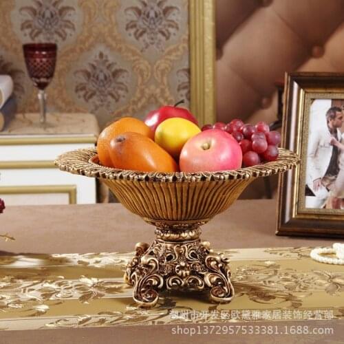 Luxurious fruit plate Hollow Carved Rose home decoration accessories living room decoration European style resin fruit plate