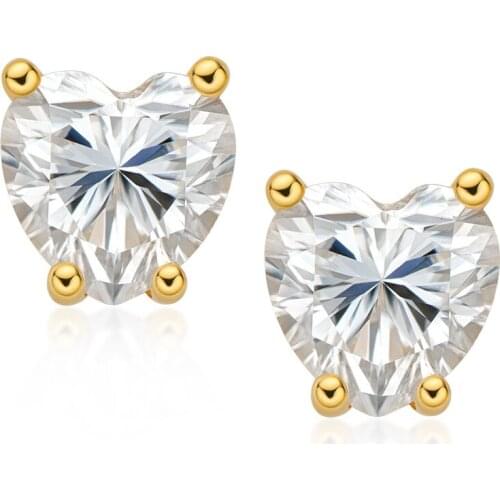 Luxury 100% 925 Sterling Silver 0.5CT-1CT Heart Cut Real Moissanite Gemstone Wedding Engagment Ear Stud Earrings Fine Jewelry
