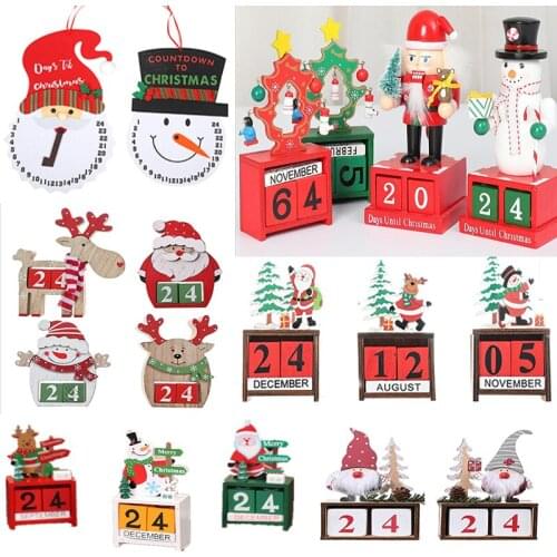 Christmas Calendar Christmas Wooden Santa Claus Car Calendar Decorations Home Decoration New Year Gifts 2021 Countdown Calendar