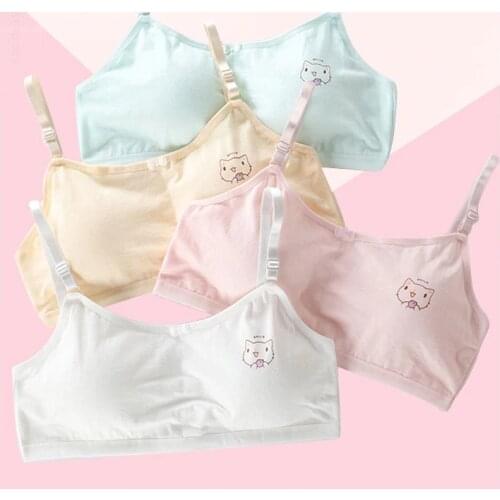 Cotton Girls Training Bra 12-16 Years Old Adolescente Girls Sport Bras Kids Underwear Push Up Teens Bras With Chest Pad