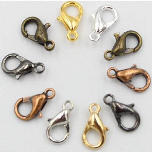 100pcs/lot 10 12 14 16 18MM Lobster Clasp Hooks For DIY Jewelry Making Findings Necklace Bracelet Chain Accessory Supplies